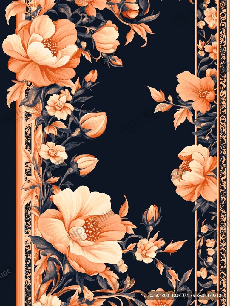 復(fù)古花卉邊框圖案設(shè)計