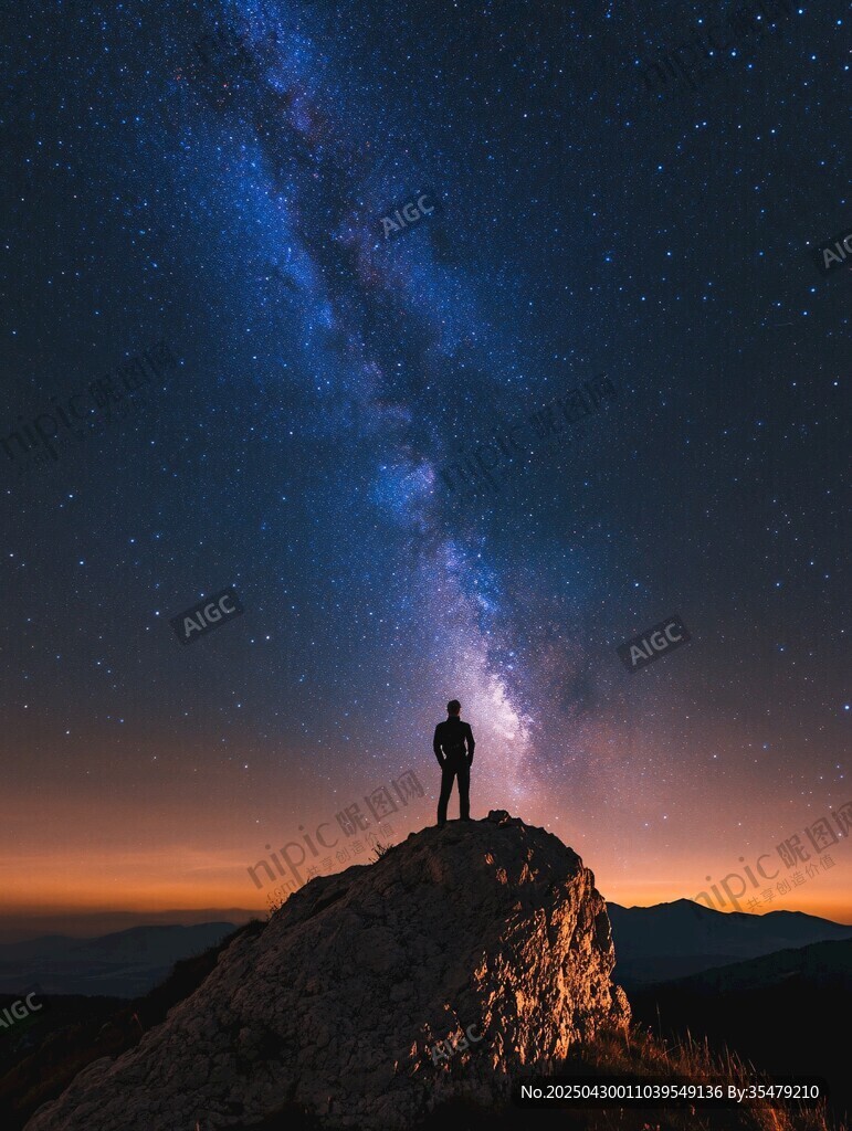人立山巔仰望璀璨星河