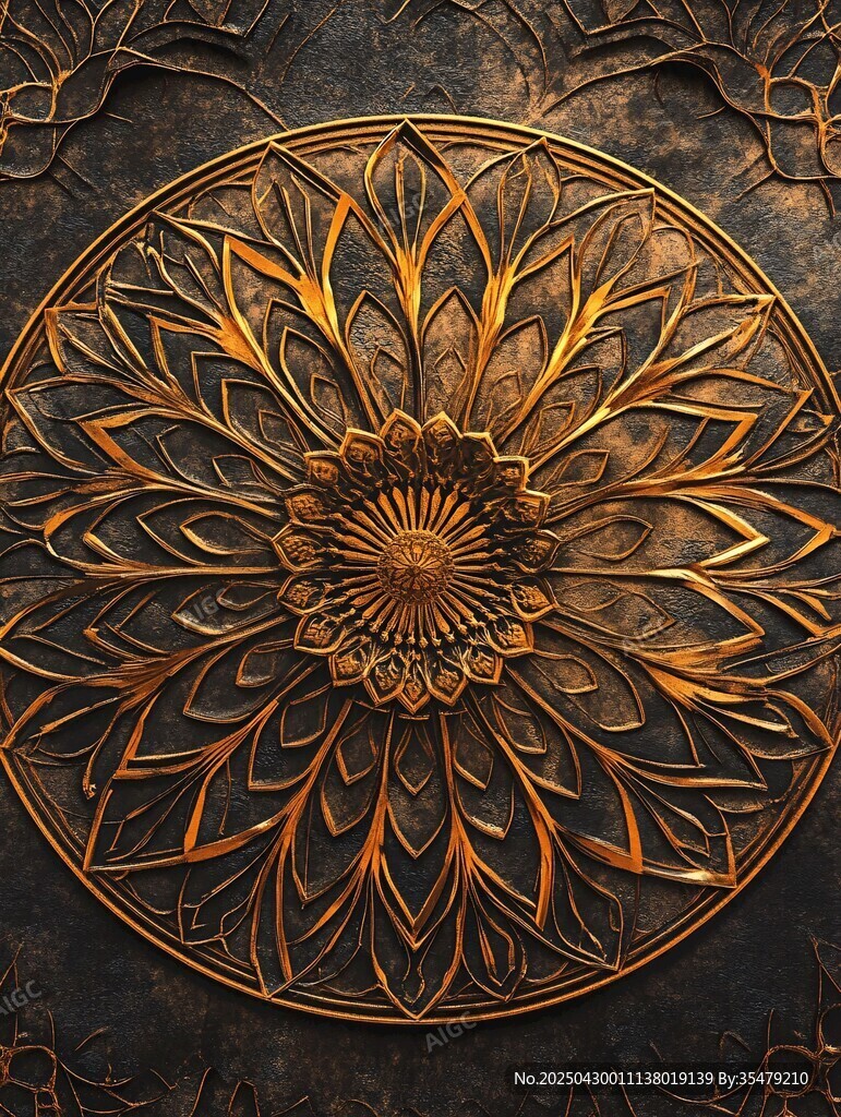 復(fù)古金屬雕花圓形藝術(shù)圖案