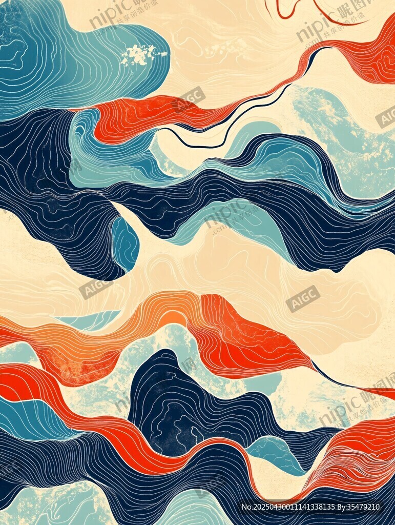 波浪涌動的多彩抽象紋理