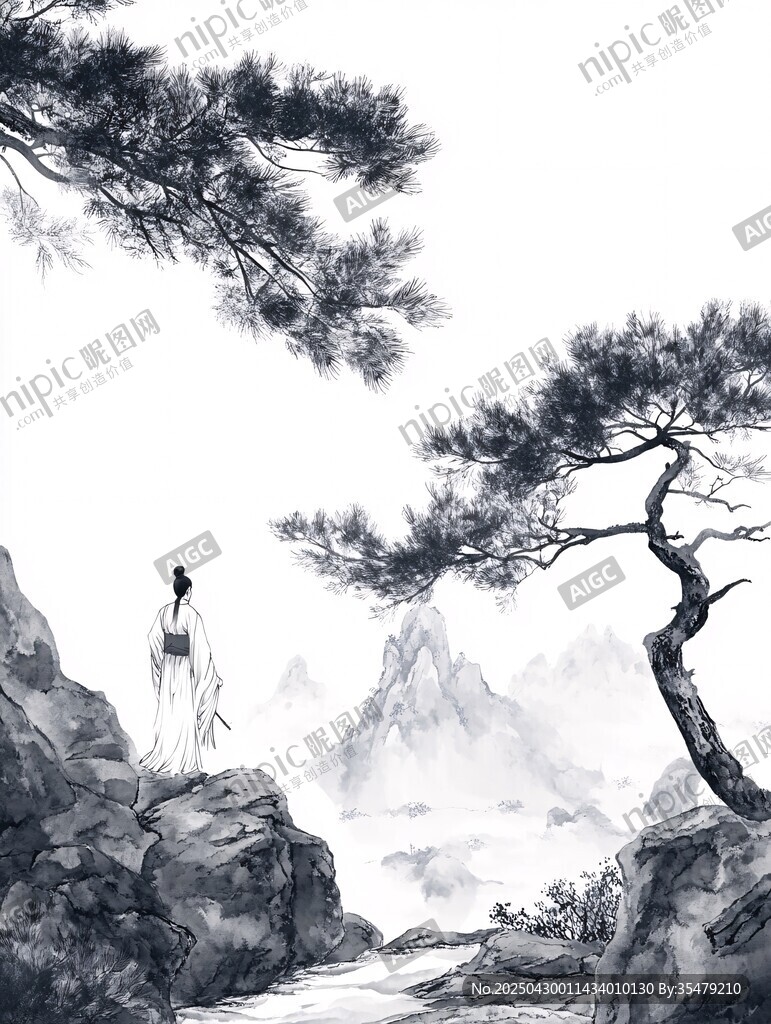 山間高士賞景圖