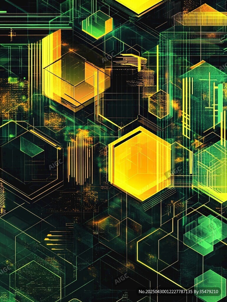 科技感六邊形幾何圖案背景