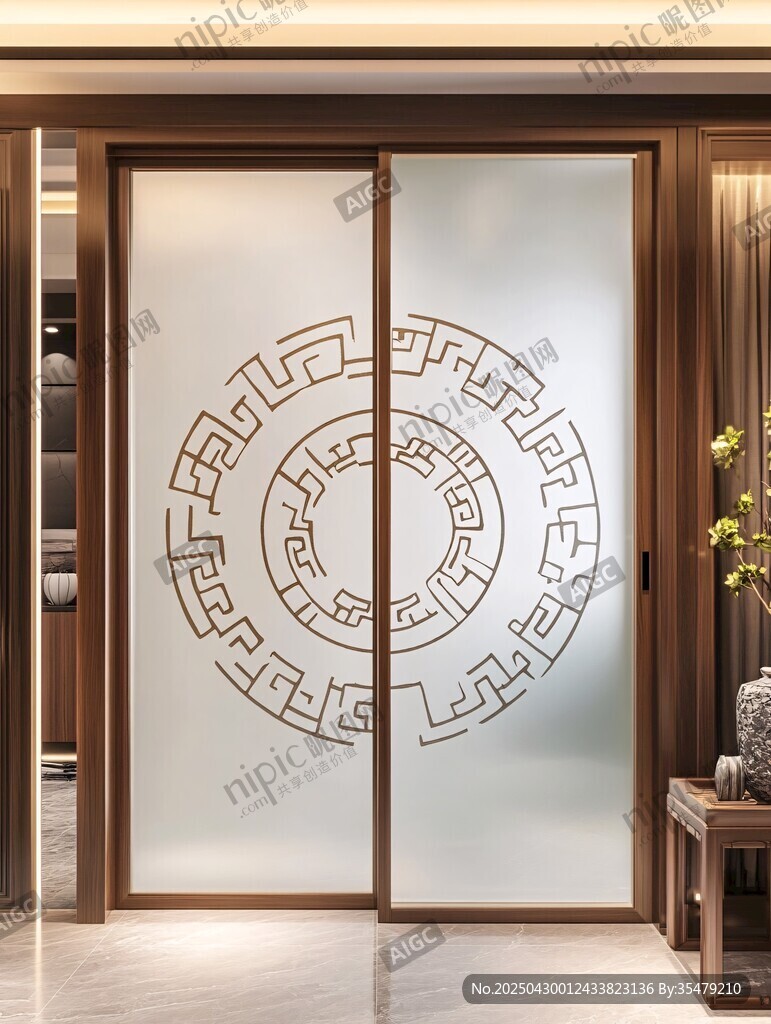 中式雕花玻璃推拉門設(shè)計(jì)