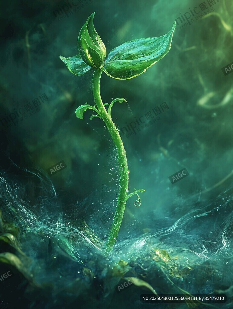 嫩綠幼苗的奇幻生長瞬間