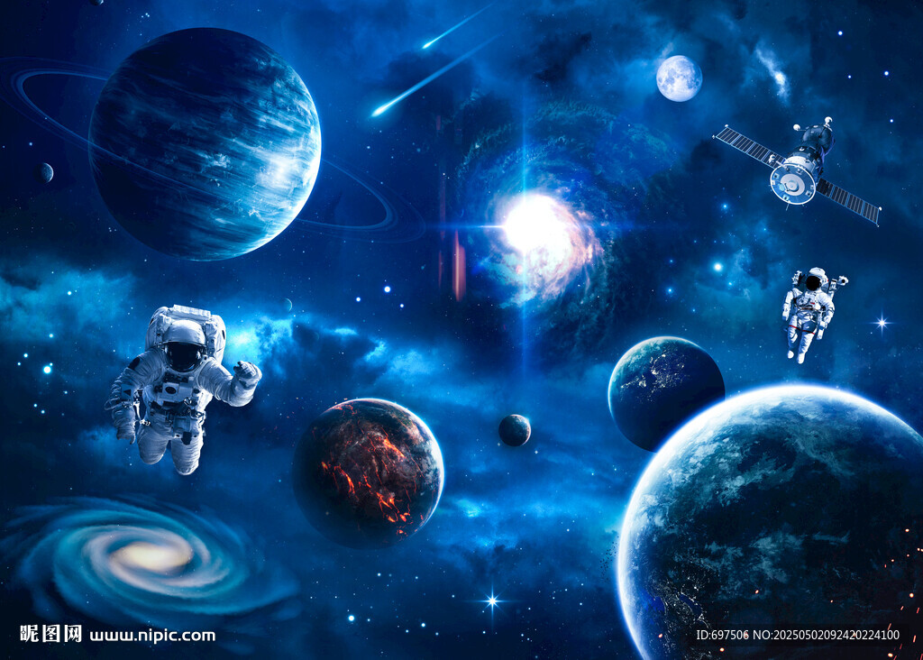 太空星球宇航員宇宙探索銀河背景