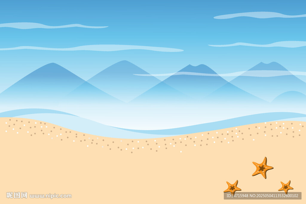沙灘海景與海星的美麗畫面