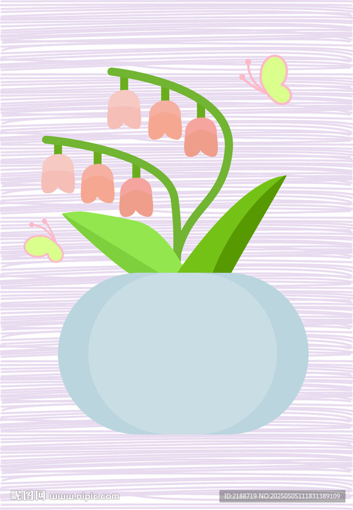 花瓶中的鈴蘭花插畫