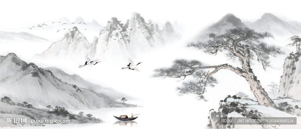 水墨畫(huà)迎客松