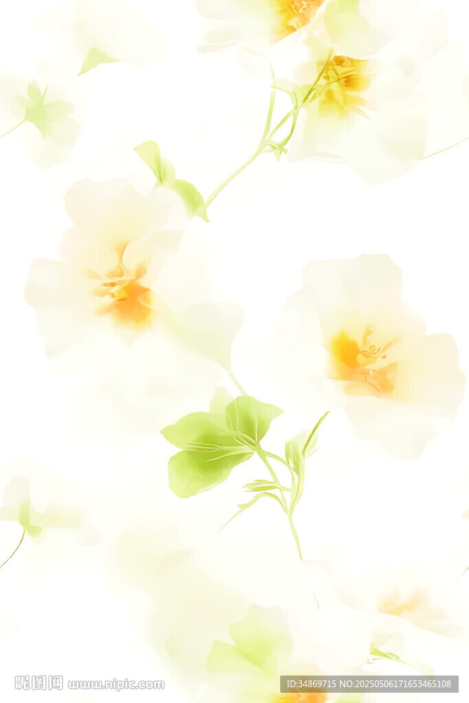 數(shù)碼印花清新淡雅花卉