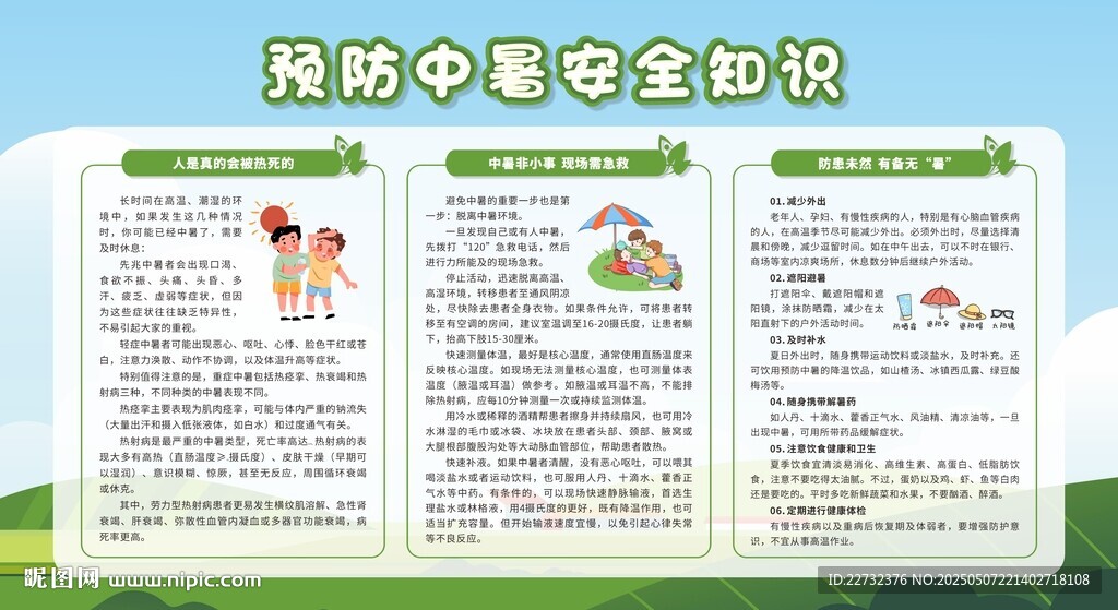 夏季防中暑安全知識宣傳欄