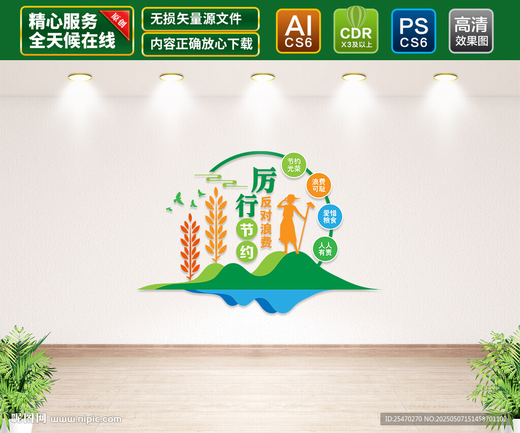 厲行節(jié)約反對浪費文化墻
