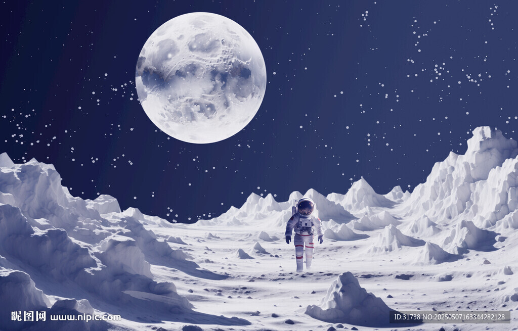宇航員月球宇宙星空背景墻