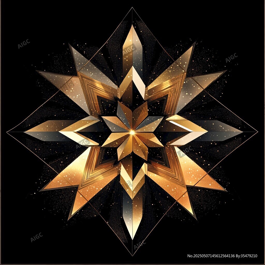 金色立體幾何星形圖案