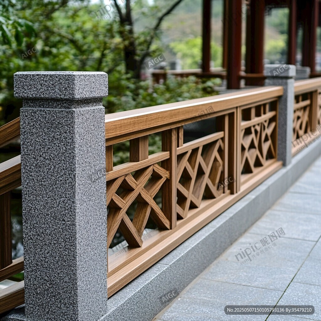 中式園林木質雕花護欄景觀