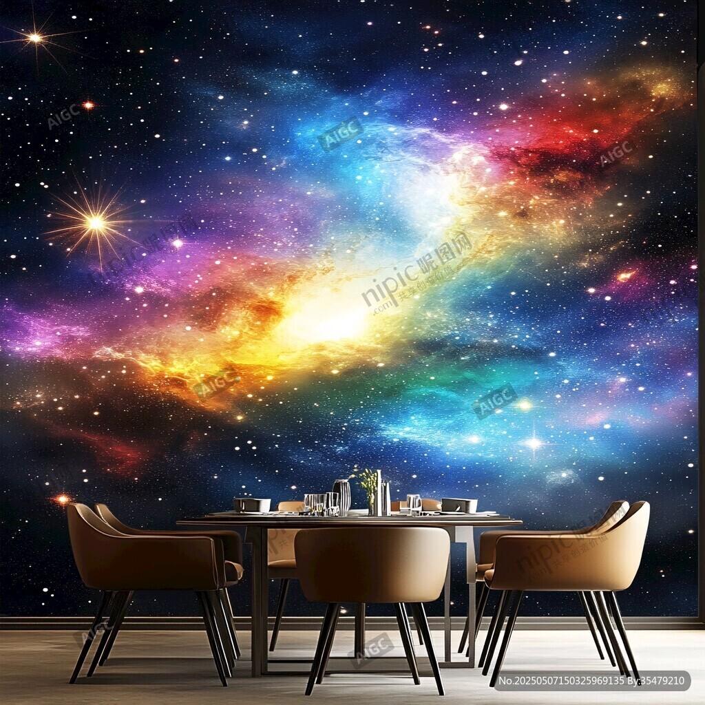 夢幻星空主題餐廳背景墻