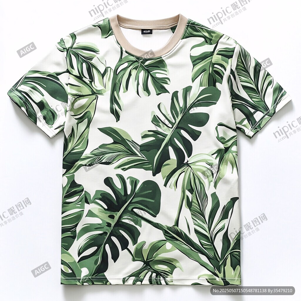 熱帶植物印花短袖T恤
