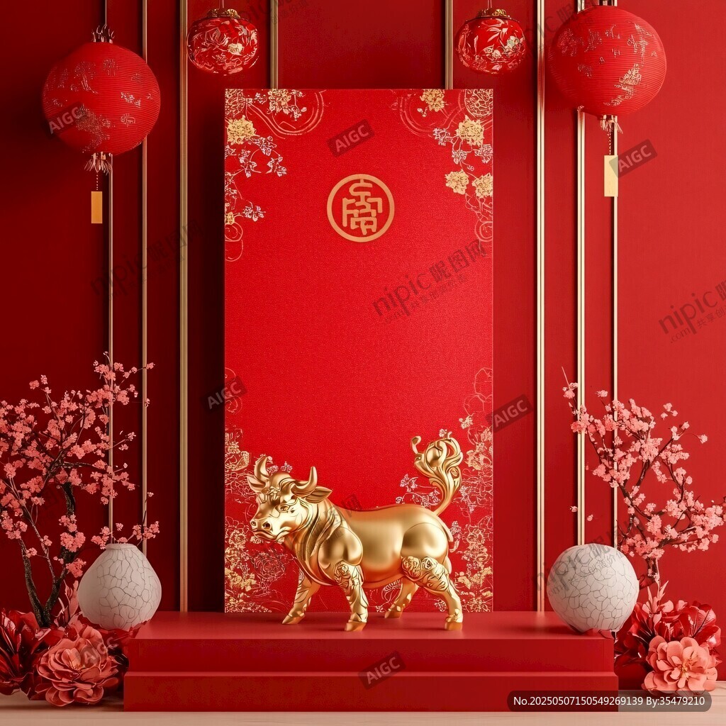 金牛賀歲 中式新春場(chǎng)景