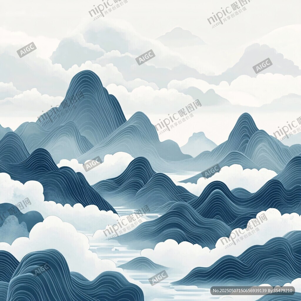 水墨山川云海夢幻圖景