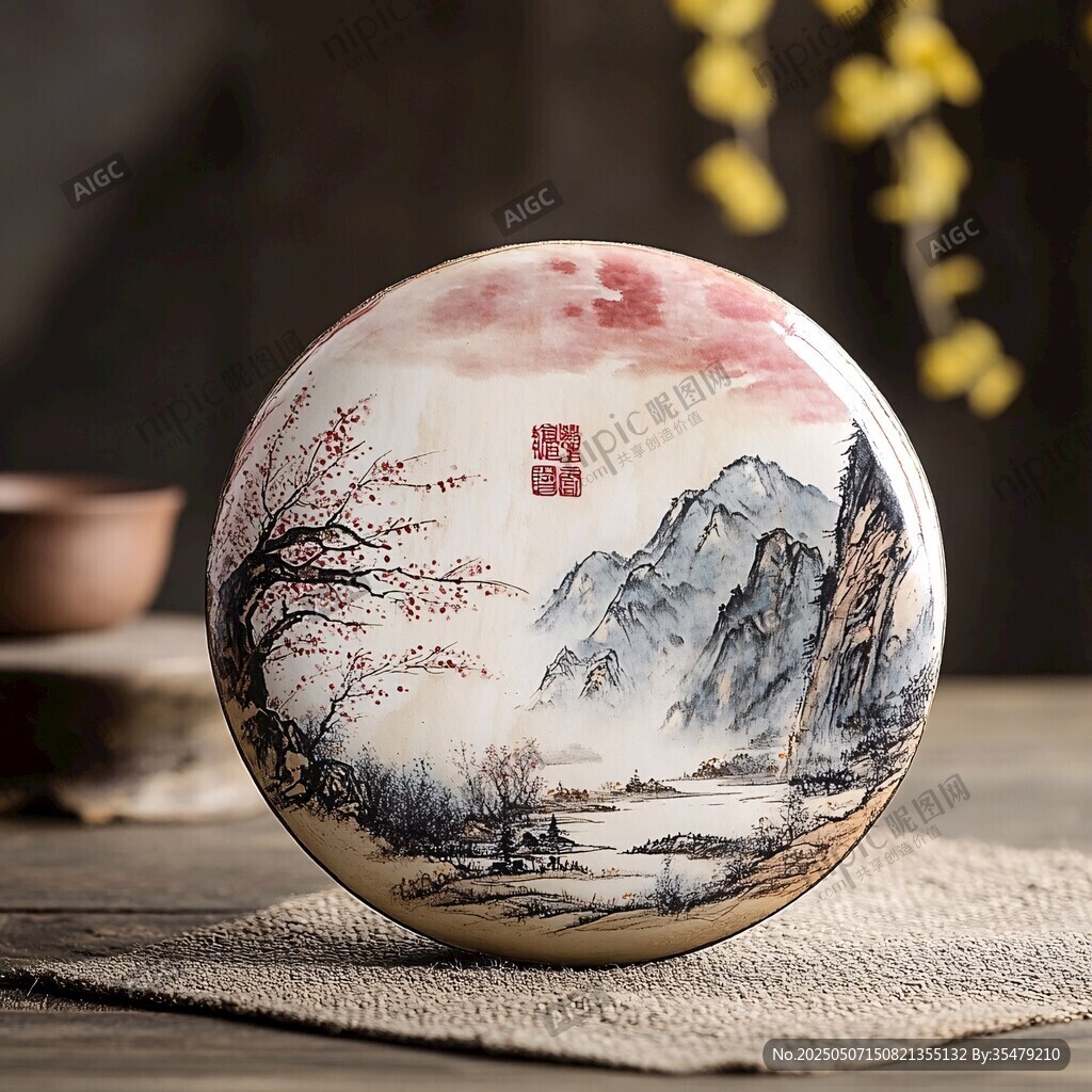 中式山水圖案陶瓷圓器