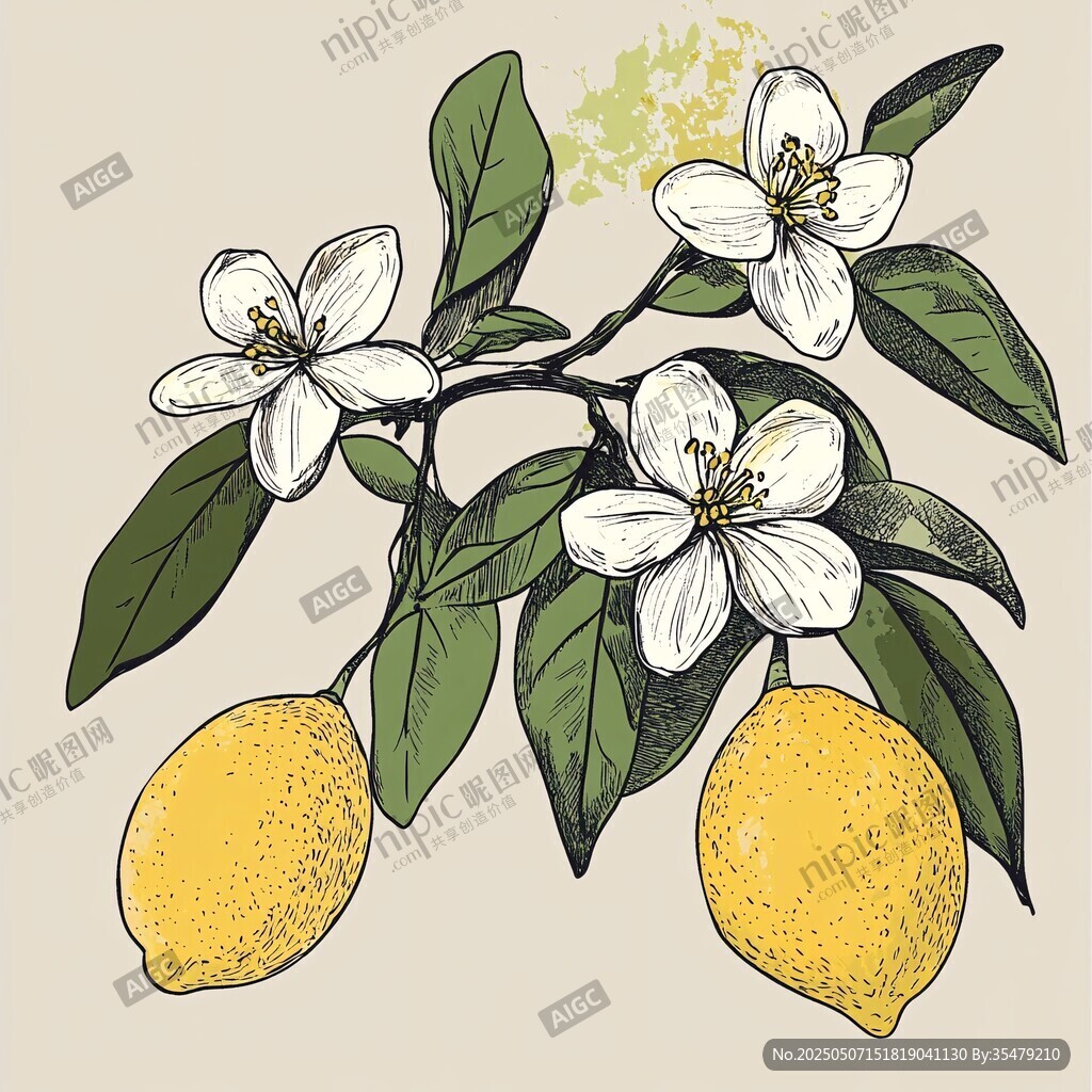 檸檬花枝插畫