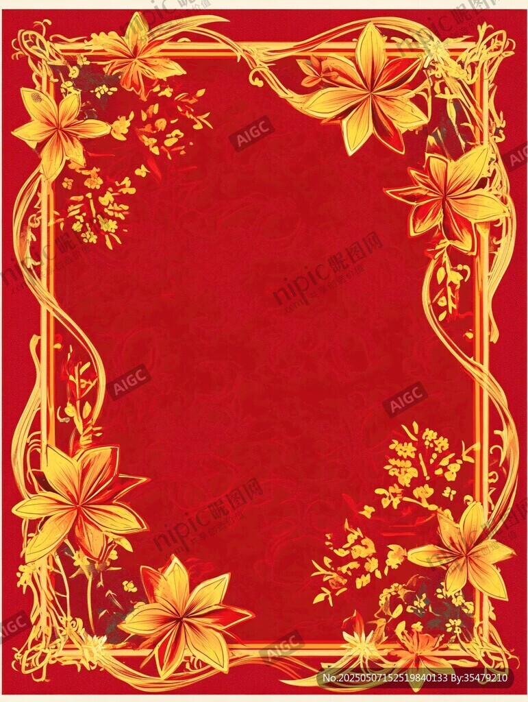 紅色花卉邊框喜慶背景圖