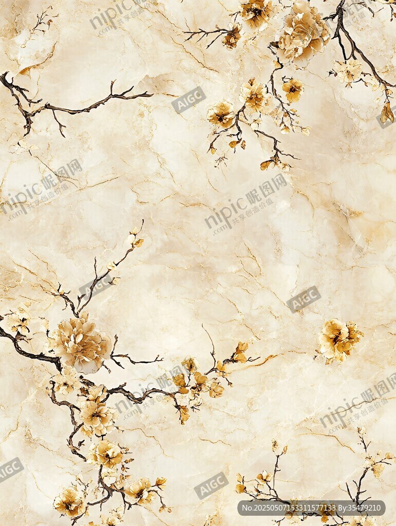 米黃大理石紋花卉圖案