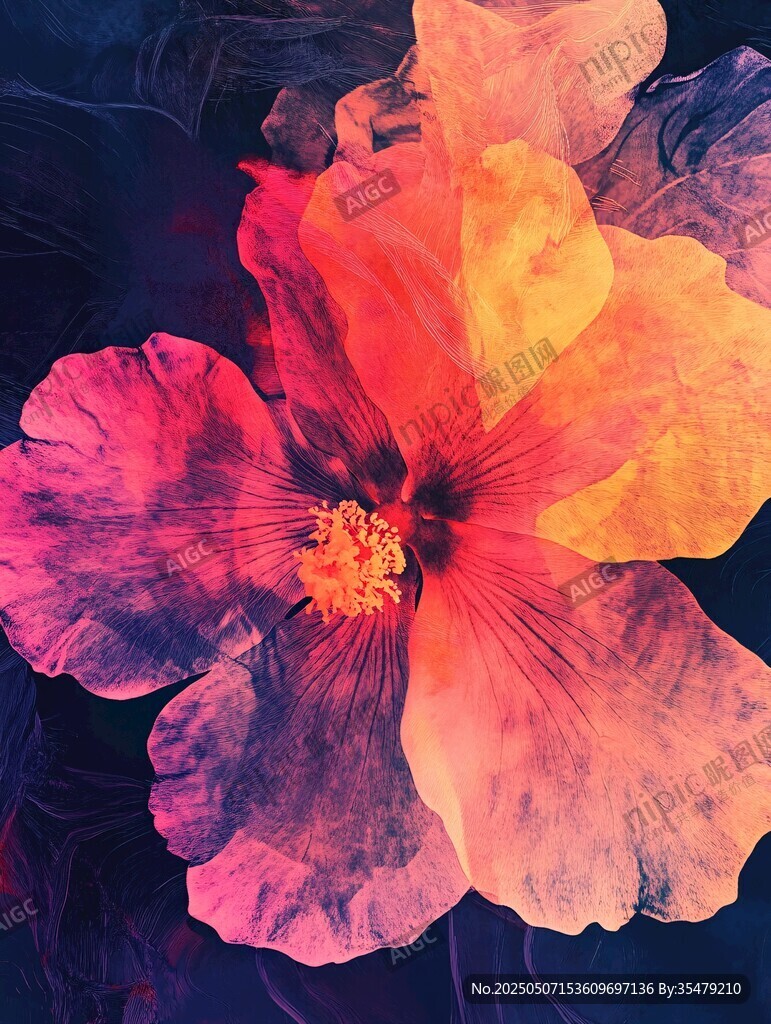 夢幻絢麗的多彩花卉特寫