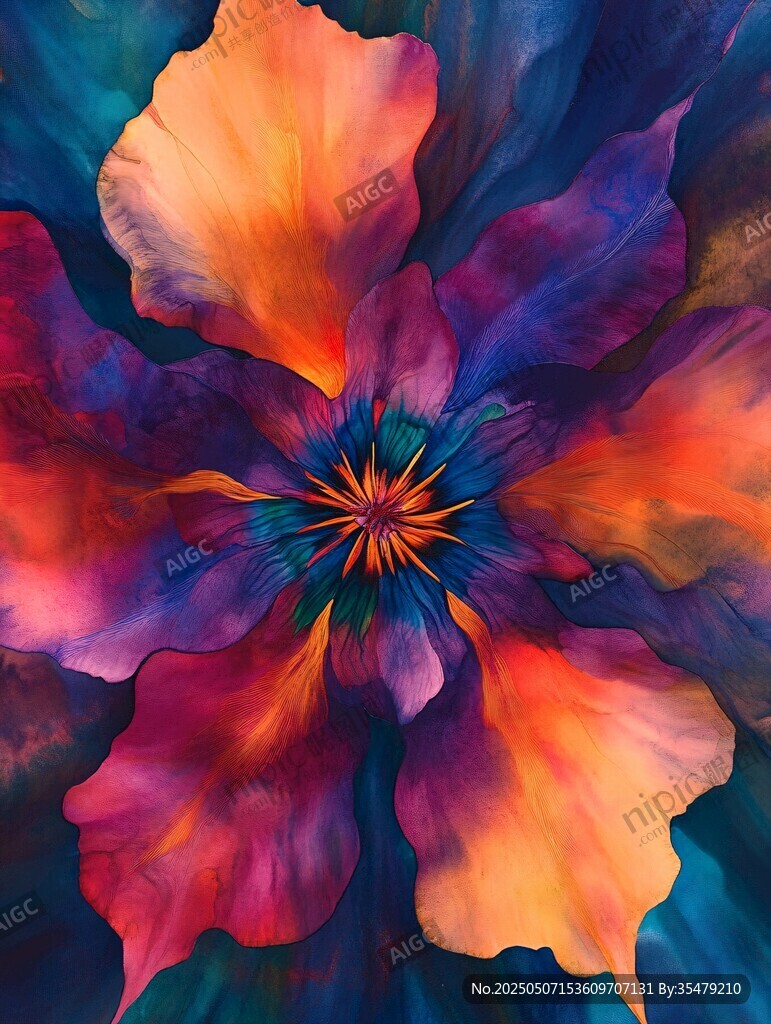 夢幻絢麗抽象花卉藝術圖