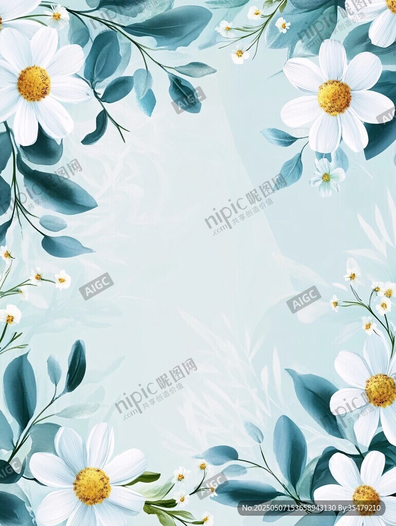 清新花卉邊框裝飾背景圖