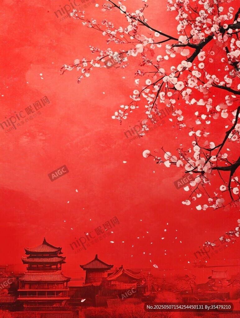 紅梅映古建 一抹中國紅