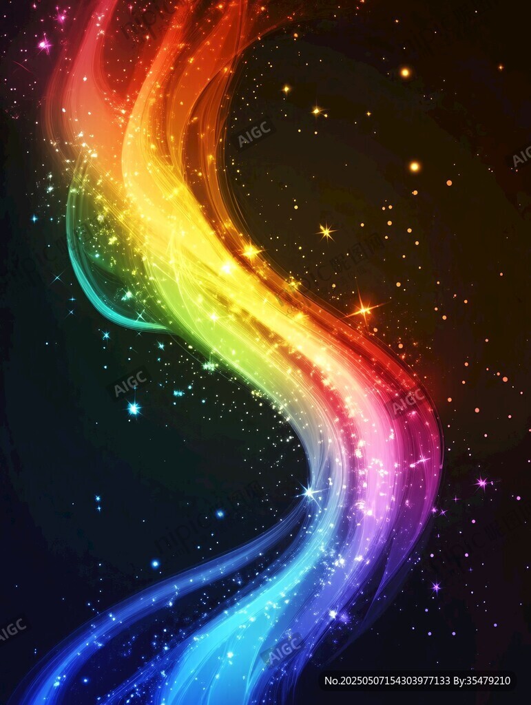 夢幻炫彩流光曲線背景圖