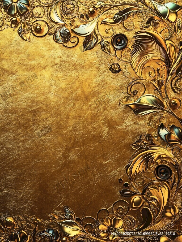 金色華麗花紋邊框背景圖