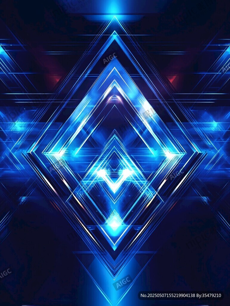 炫酷藍光幾何科技感背景