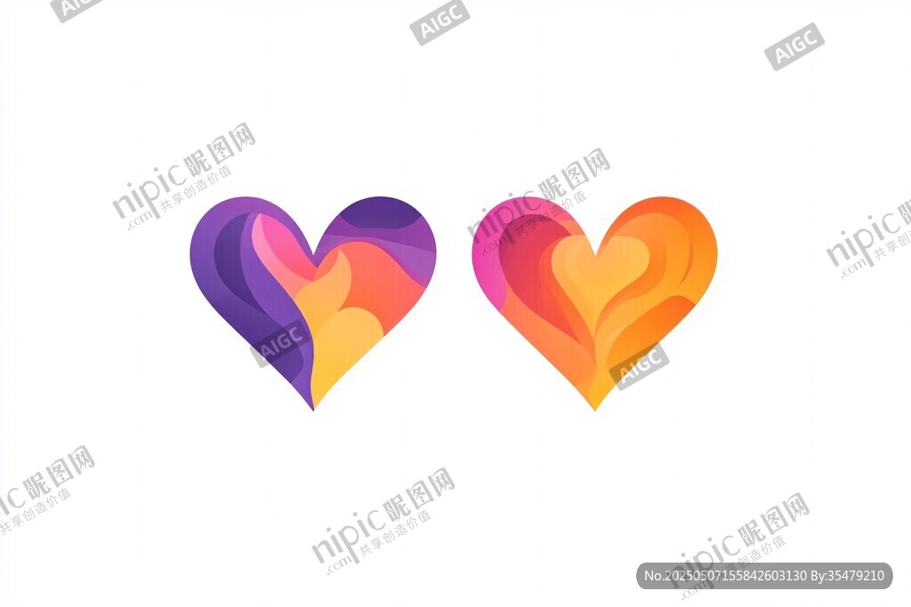 雙色愛心圖標設計