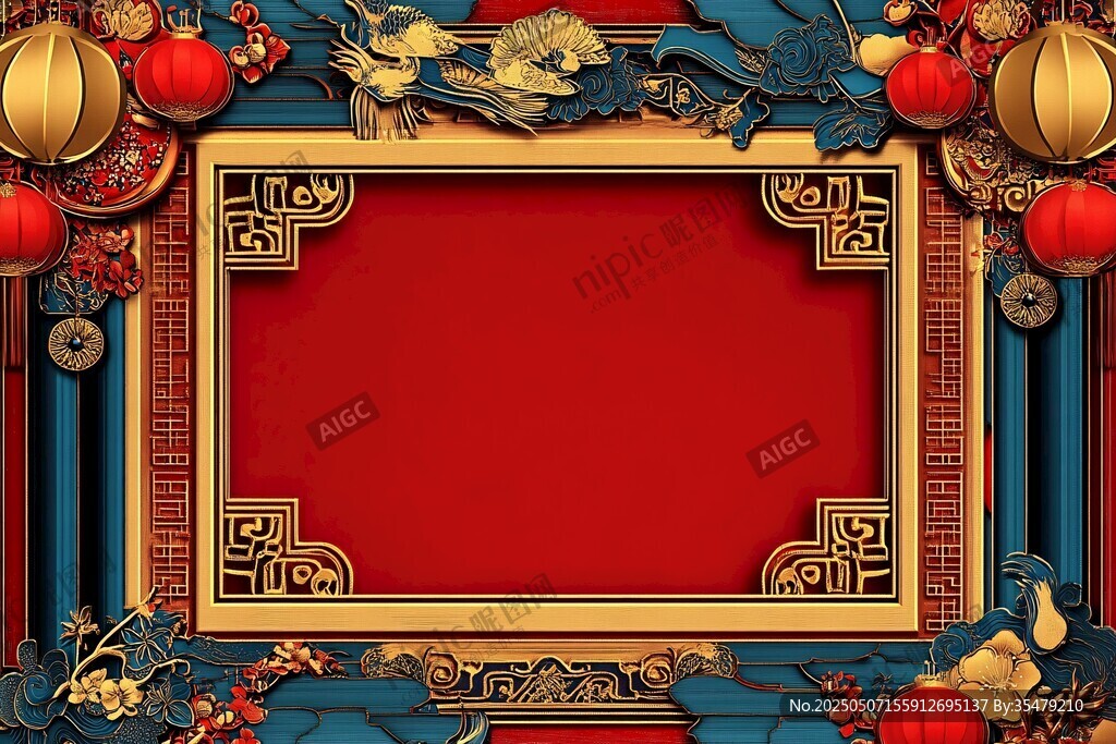 中式傳統(tǒng)喜慶邊框背景圖