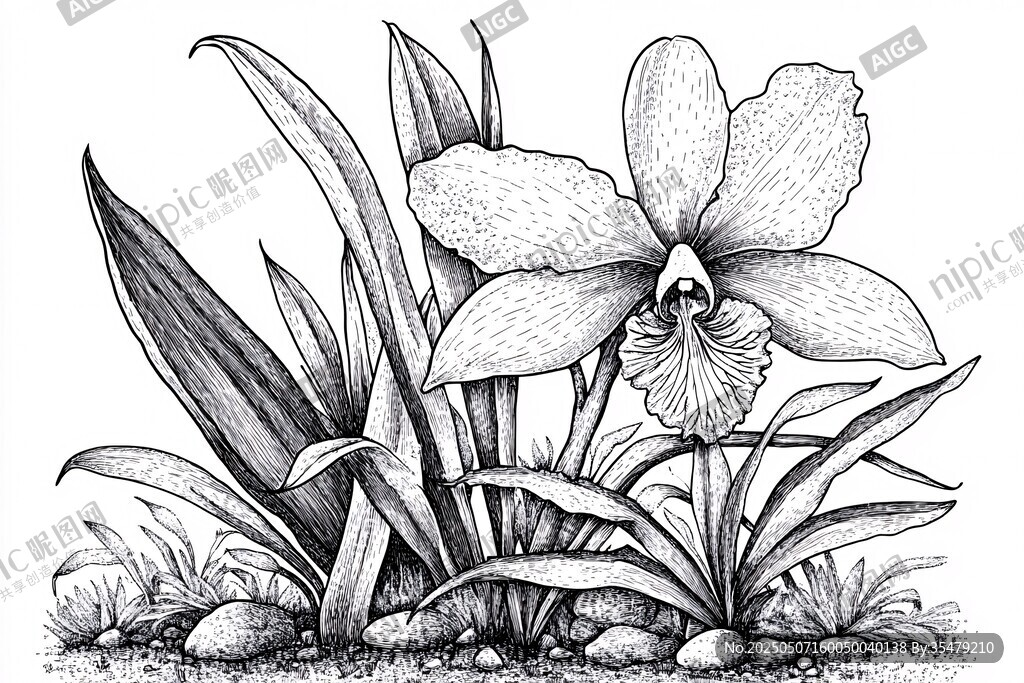 手繪蘭花植物圖