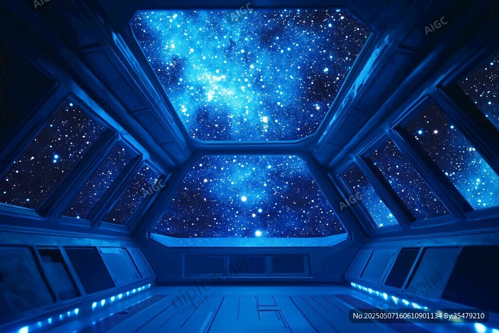 飛船內的璀璨星空奇景