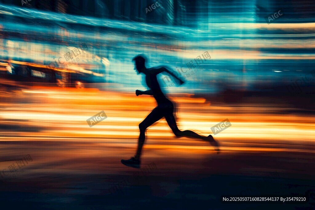 夜跑者的動感光影瞬間