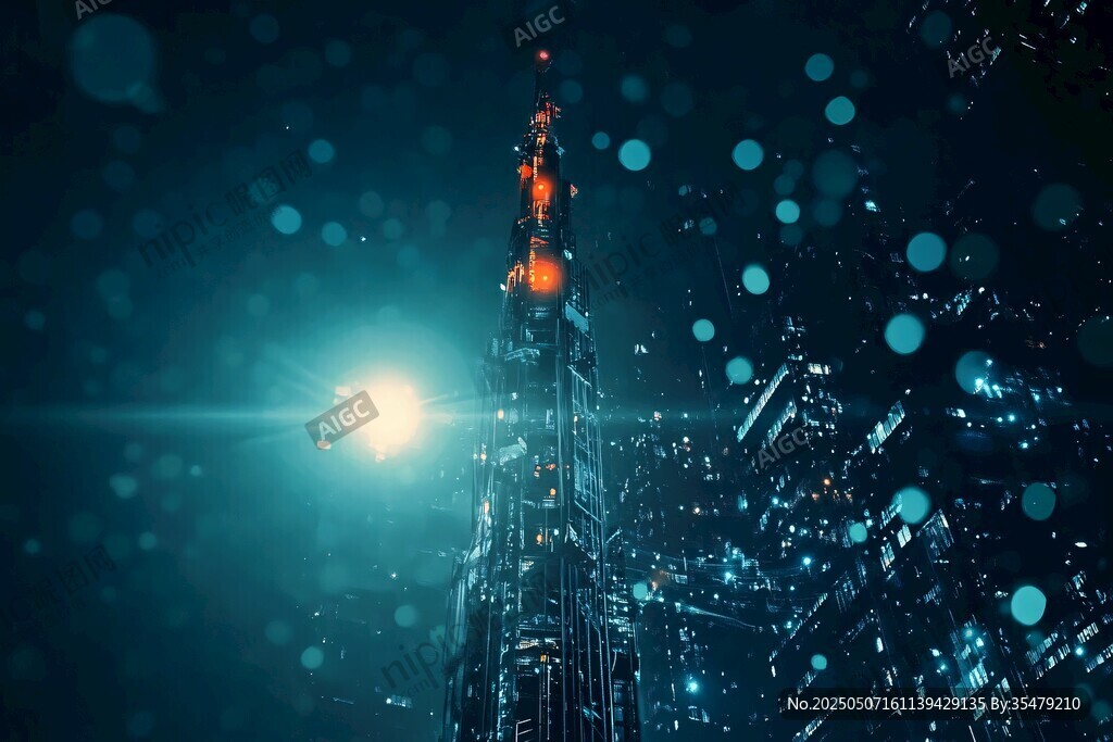 未來(lái)科技感的璀璨城市夜景
