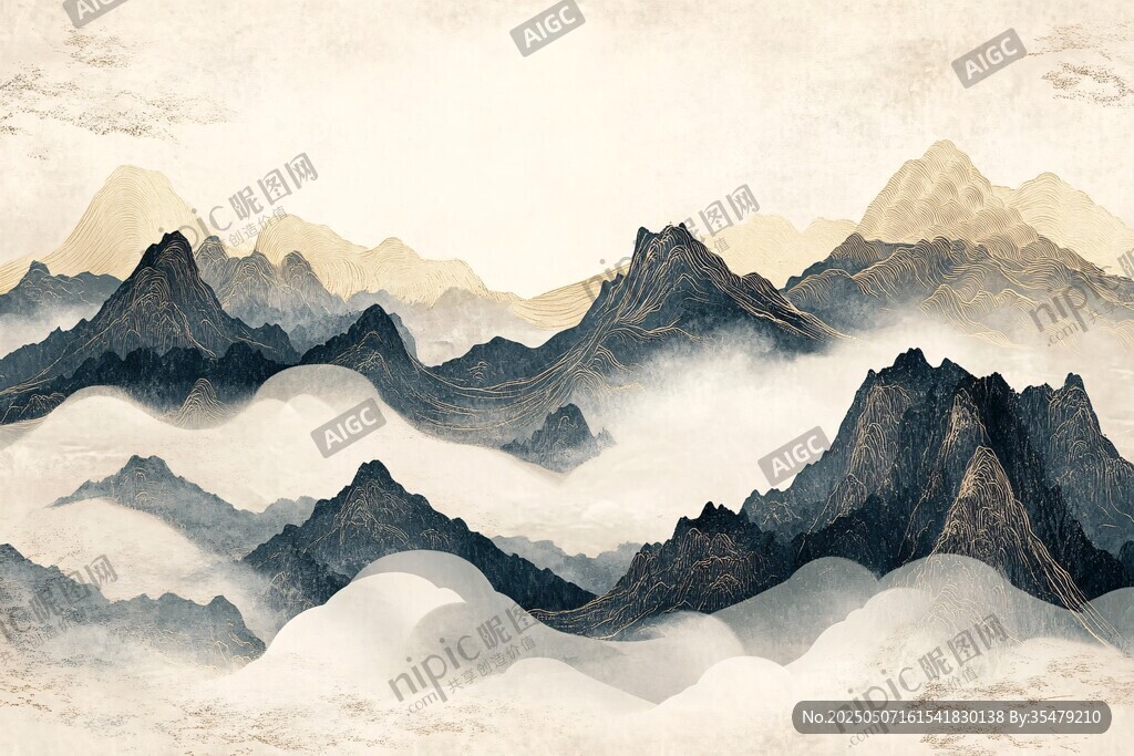 水墨群山間 云霧繞峰巔
