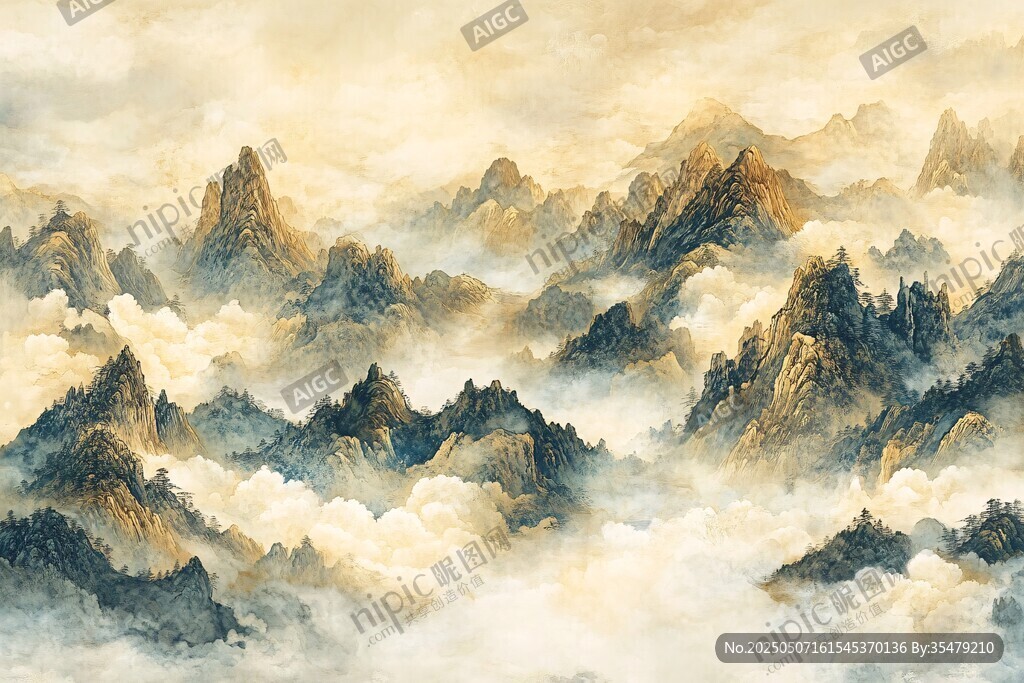 云霧繚繞的壯美群山景色