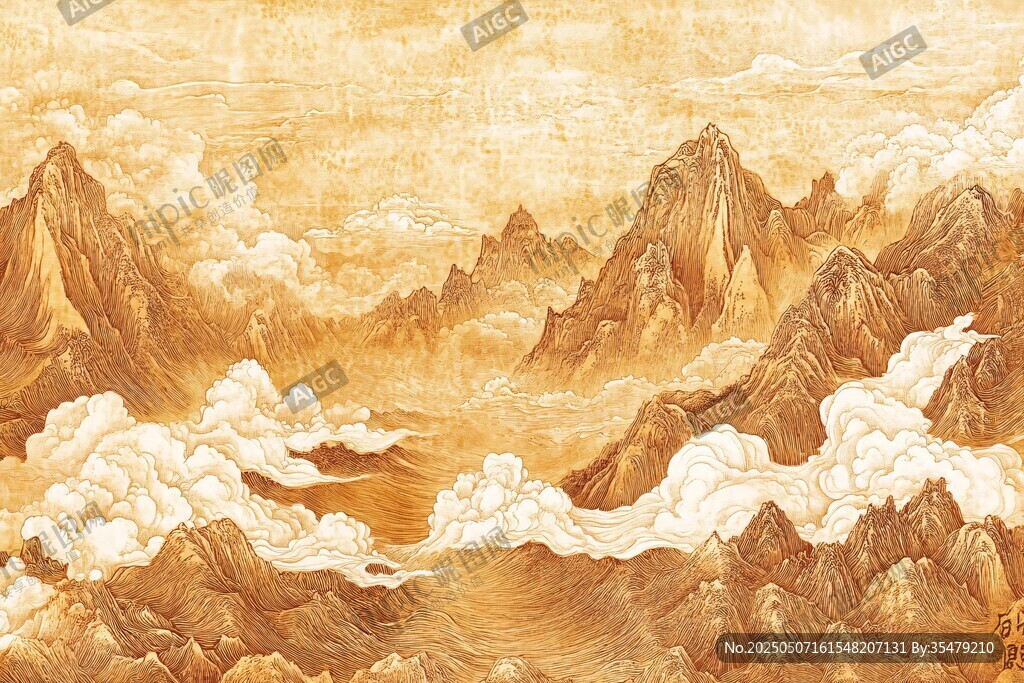 金色云海中的壯麗山巒