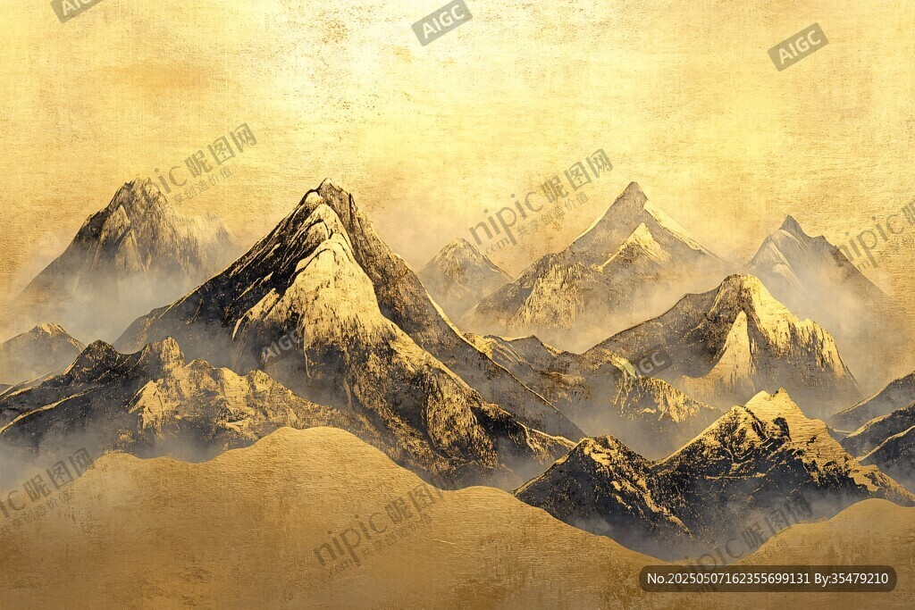 金色山巒云霧間美景