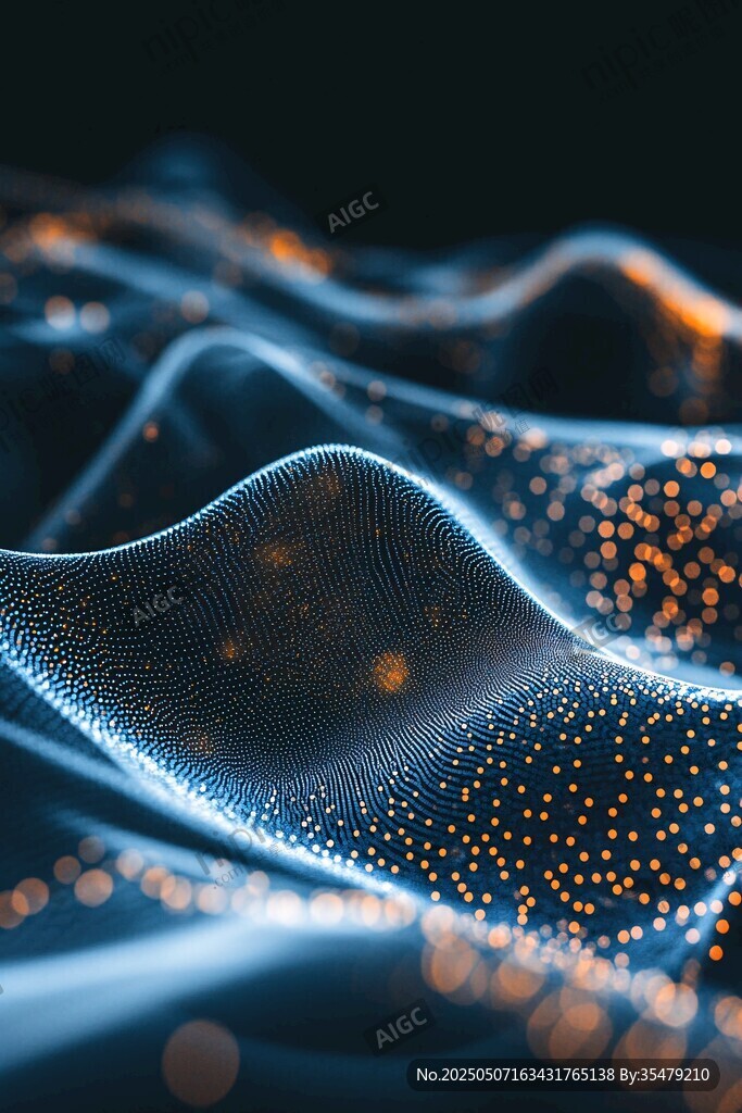 科技感粒子波動抽象背景圖