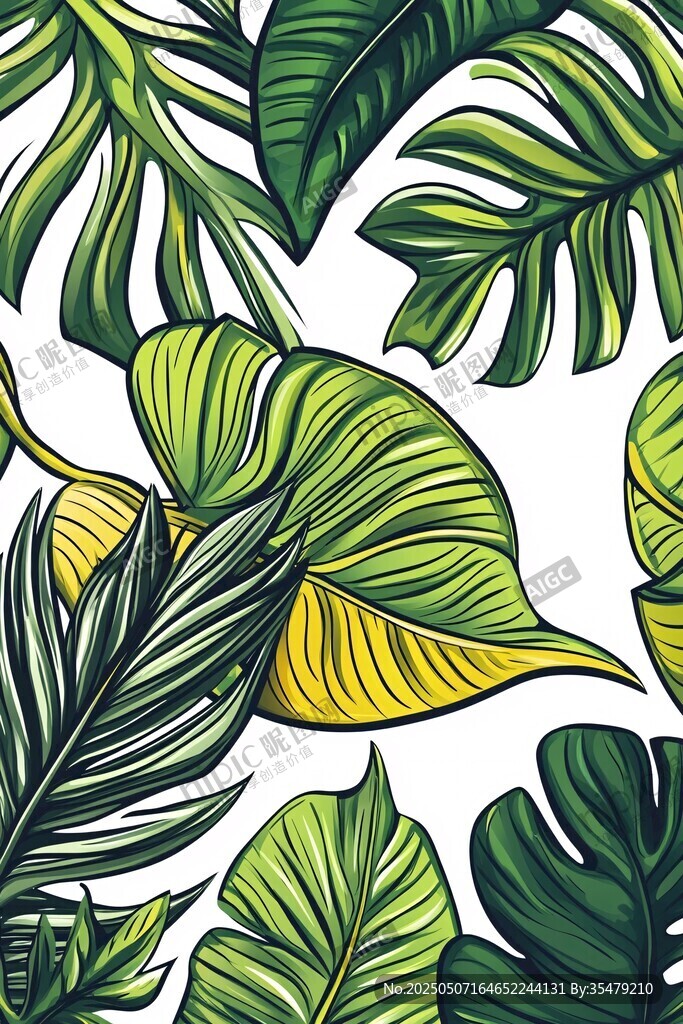 熱帶植物葉片插畫
