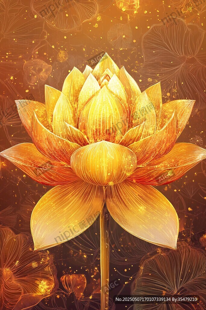 金色蓮花綻放華麗背景