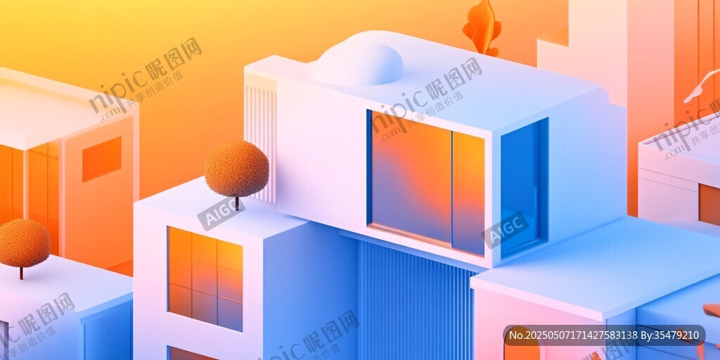 夢(mèng)幻低多邊形風(fēng)格城市建筑