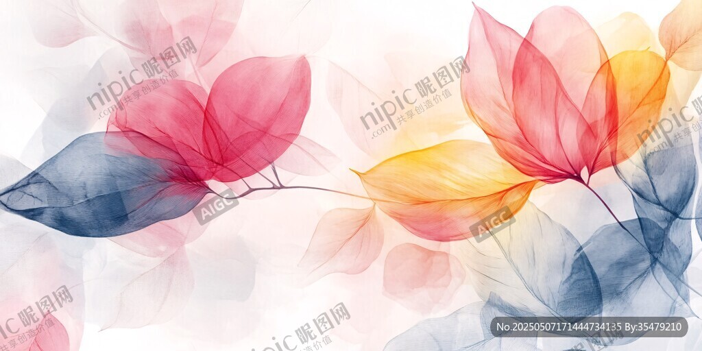 夢(mèng)幻水彩花卉抽象背景圖
