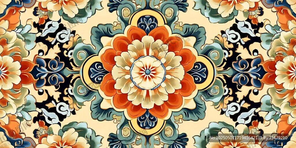 中式古典花卉紋樣圖案