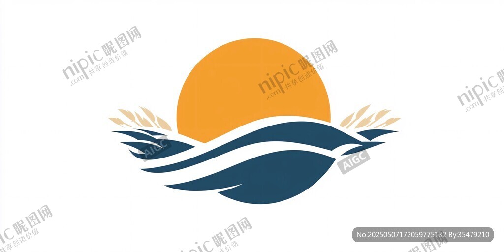 日出海浪麥穗標(biāo)志設(shè)計(jì)